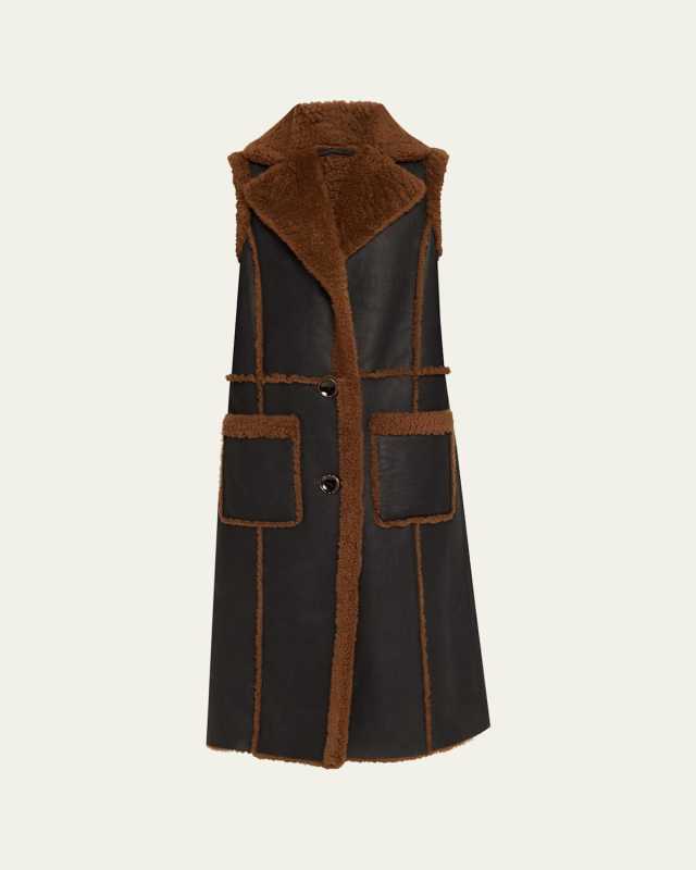 Athena Long Sheep Shearling Vest